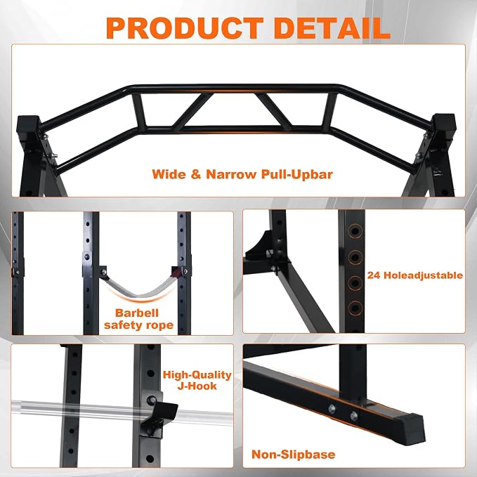 Fitvids Multiple Specifications Power Cage Squat Rack, Includes J-Hooks and Safety Straps, Other Optional Accessories