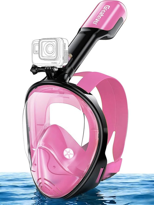 Greatever Full Face Snorkel Mask, Snorkeling Gear for Adults with Latest Dry Top Breathing System and Detachable Camera Mount, Foldable Snorkel Mask Adult, Snorkels Anti-Fog & Anti-Leak