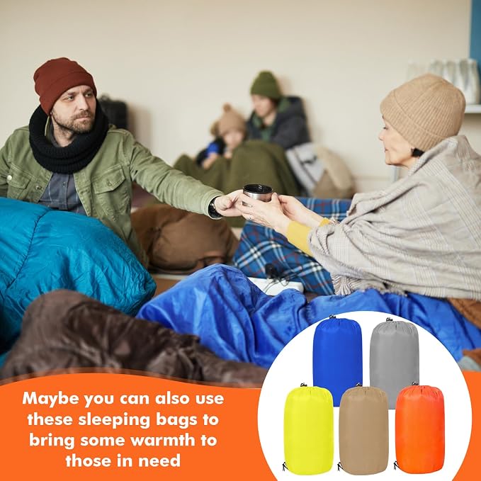 Macarrie 10 Pcs Bulk Sleeping Bags for Adults 0 Degree Waterproof Emergency Sleeping Bags with Compression Sack for Camping Hiking Backpacking Outdoor Activities