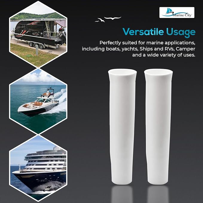 MARINE CITY Vinyl Inserts for Fishing Rod Holder White Plastic Strong and Durable Heavy Duty Easy Rod Secures Placement for Boat Marine