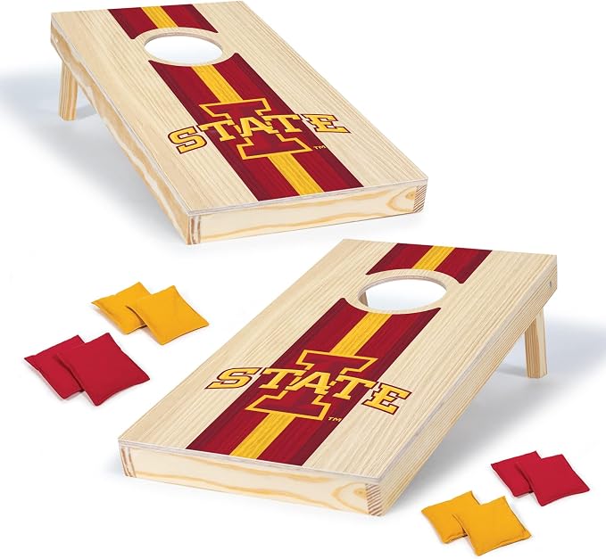 Wild Sports College Portable Size 1' x 2' Solid Wood Cornhole Set with Direct Print HD Team Graphics – Travel Size