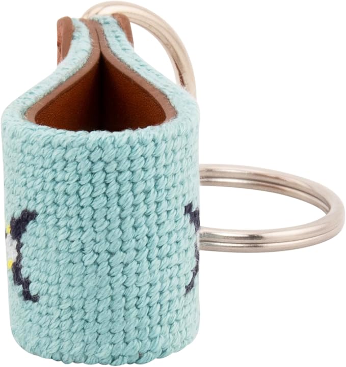 Leather Hand-Stitched Needlepoint Key Fob or Key Chain