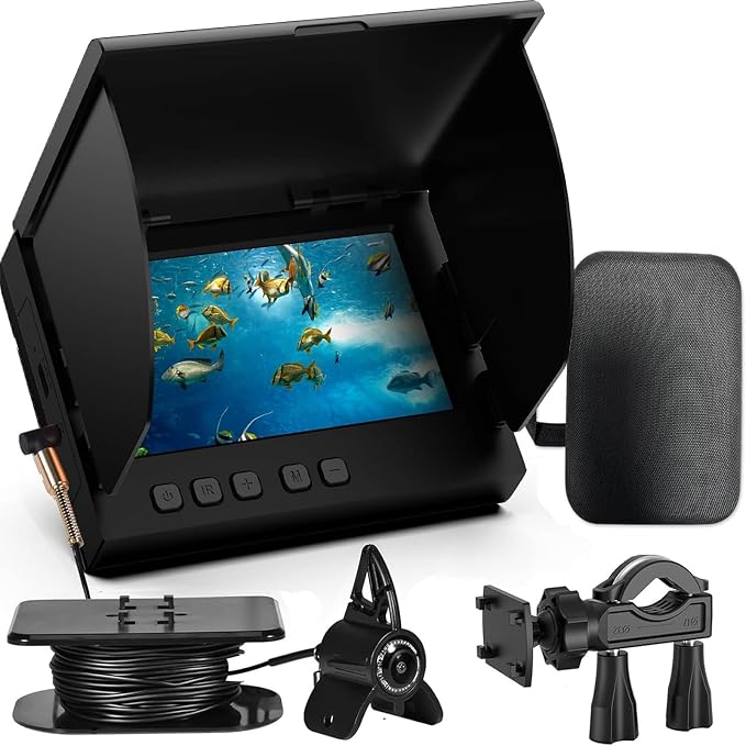 4.3inch Underwater Fishing Camera,65ft Cable 220° Ultra Wide Angle 21pcs IR Lights with Night Vision,Portable Storage Bag,5000mAh Fish Finder for Ice Fishing,Lake,Boat,Kayak