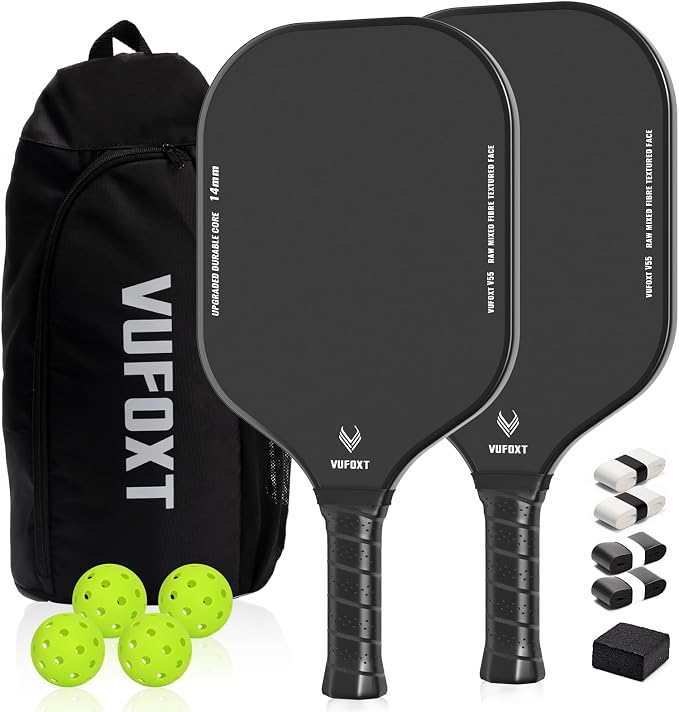 Pickleball Paddles Set of 2/4, USAPA Approved Carbon Fiber Surface Pickle Ball Set - 14mm PP Honeycomb Core of Lightweight Pickleball Rackets -Suitable for Beginners' Training and Game（Blue）