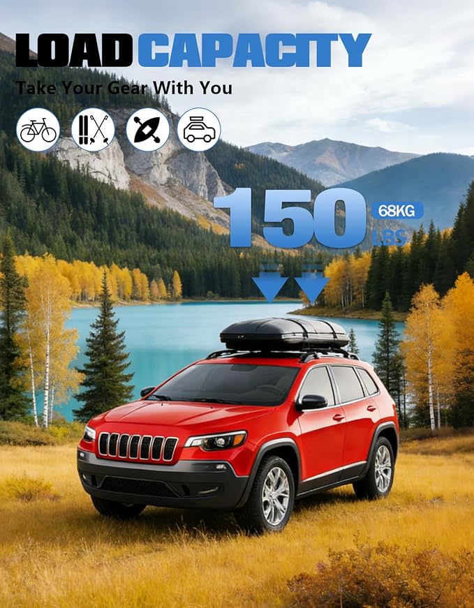 FengYu Roof Rack Cross Bars Compatible with Jeep Cherokee 2014-2023, Aluminum Crossbars Rails Cargo Rooftop Ski Basket Luggage Rack Carrier