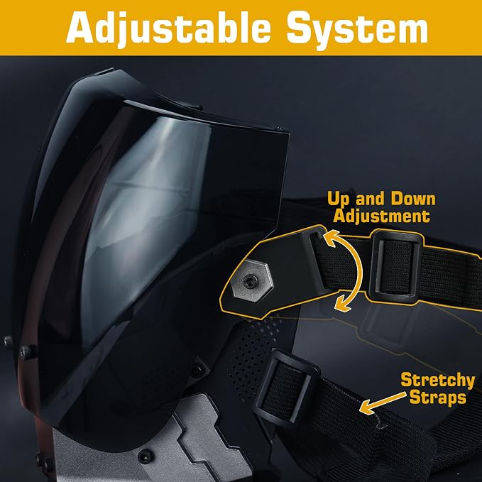 Guayma Airsoft Paintball Mask Tactical Full Face Cyberpunk Balaclava Mask For Halloween Cosplay Costume Movie Props
