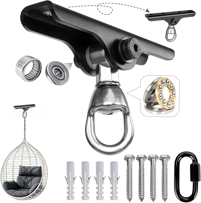 Heavy Punching Bag Hanger | Wall/Ceiling Mount Hook with 180° / 360° Rotation | Wood Beam Holder for Boxing, Weight Training, Aerial Yoga Swing & Hammock
