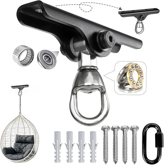 Heavy Punching Bag Hanger | Wall/Ceiling Mount Hook with 180° / 360° Rotation | Wood Beam Holder for Boxing, Weight Training, Aerial Yoga Swing & Hammock