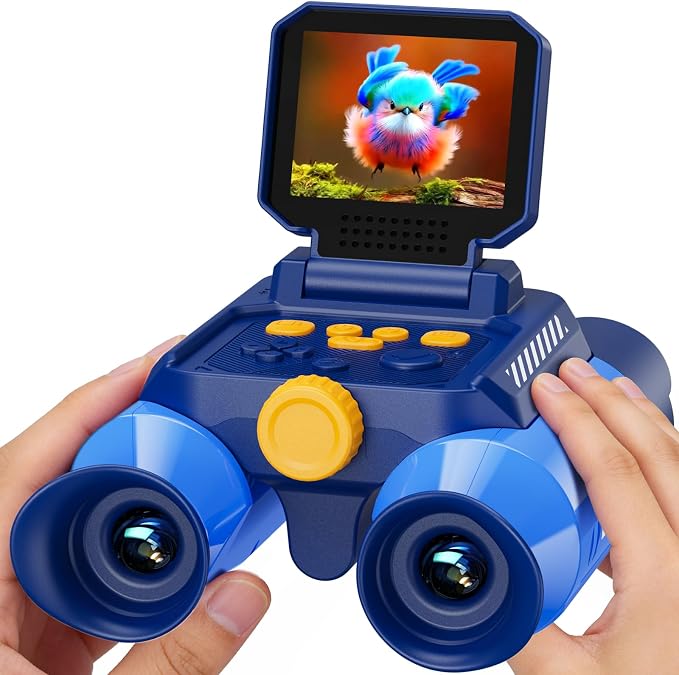 Binoculars for Kids with Night Vision Camera, 10x Optical Magnification Digital Kids Binocular with 2.4" HD Screen & 20 Games, STEM Outdoor Exploration Toys Gifts for Boys Girls Age 4-8-12+(Blue)