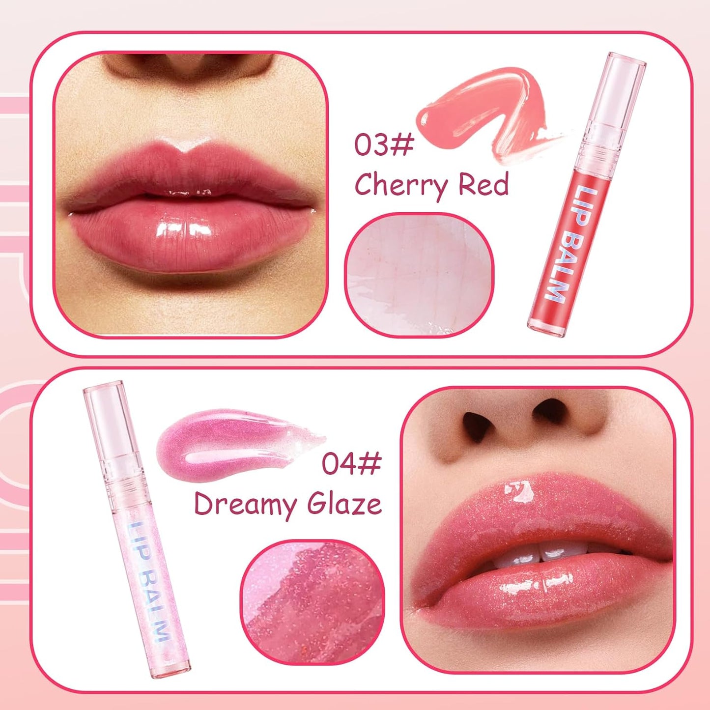4 Pcs Shiny Lip Gloss Set,Non-sticky Long Lasting Moisturizing Lip Glow Oil Makeup Set with 2 Aloe Vera Color Changing Lipsticks for Women,Tinted Lip Balm & Lip Plumping Lip Gloss Set