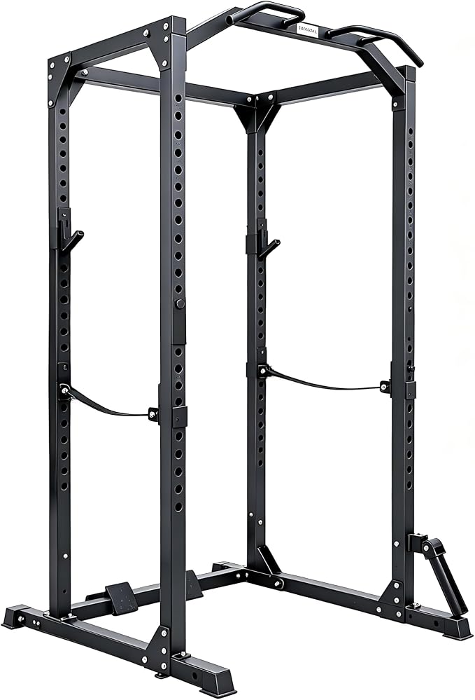 HulkFit Multi-Functional Adjustable Pro Series Power Rack Power Cage Exercise Equipment for Home Gym with Squat Rack Attachments and Accessories - Bench Press, Squats, and Deadlifts - Multicolor