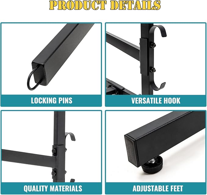 Kayak Storage Rack, Heavy Duty 2 Level Freestanding Rack for Garage and Outdoor Storage, Holds Kayak, Canoe, Surfboard & Paddleboard, Steel Construction with Felt Padding