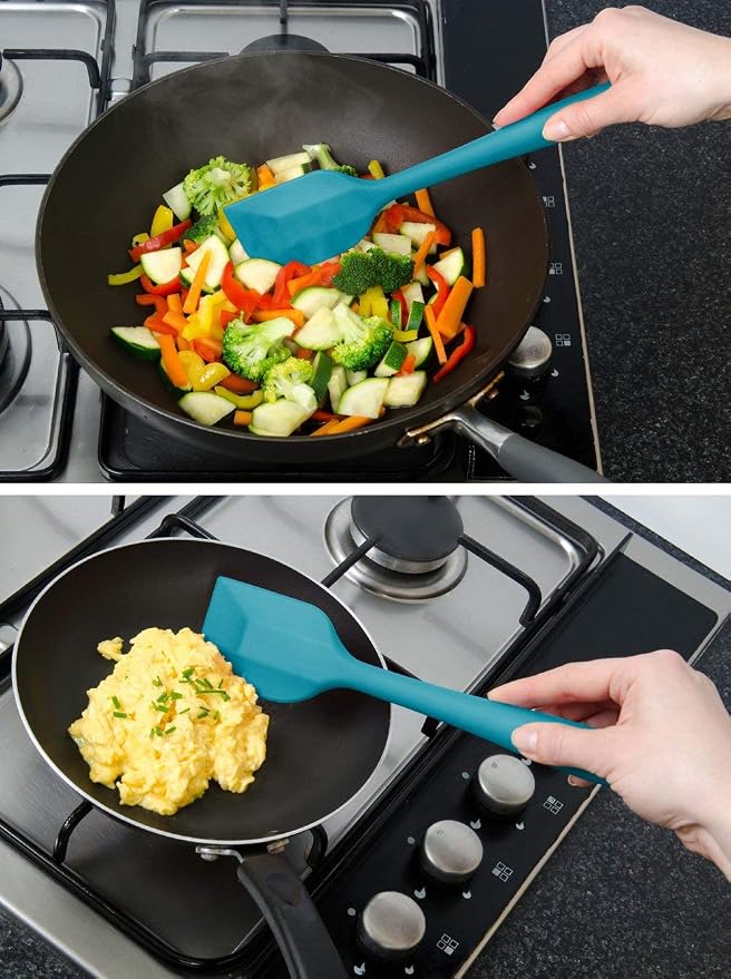 StarPack Basics Silicone Spatula (11.5"), High Heat Resistant to 480°F, Hygienic One Piece Design, Non Stick Rubber Cooking Utensil (Teal Blue)