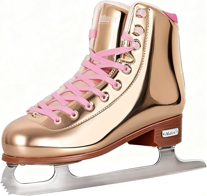 Nattork Figure Skates for Boys and Girls Excellence Stainless Steel Blades Ice Figure Skating with Enhanced Support Strength Performance and Ultimate Comfort