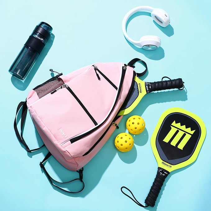 Sucipi Pickleball Bag - Men's & Women's Pickleball Backpack, Adjustable Sling Bag w/Fence Hook/Large Capacity/Safety Pocket