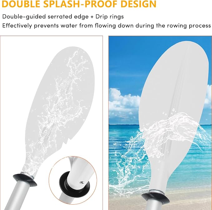 Kayak Paddle,88in 4 Pieces Boat Oars Kayak Paddles,Heavy Duty Aluminum Alloy Shaft Float Lightweight Detachable Adjustable Fishing Kayak Paddle for Adults with Paddle Leash(8 Color ，1Pack,2Pack)