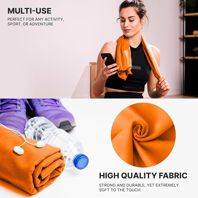Wet Work 4 Extra Large Towels (60”x36”), Highly Absorbent Microfiber, Quick Dry, Lightweight & Ultrasoft, Perfect for Bath, Beach, Travel, Yoga, Lint Free Microfiber Towels for Body