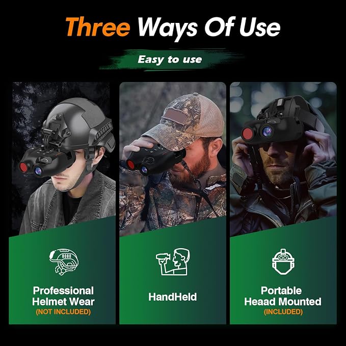Night Vision Goggles Head Mounted for Adults,984FT Rechargeable Infrared Digital Binoculars,5X Digital Zoom, Hands Free Night-Vision Goggles with 32GB TF Card, Photo & Video Capture,Head Strap
