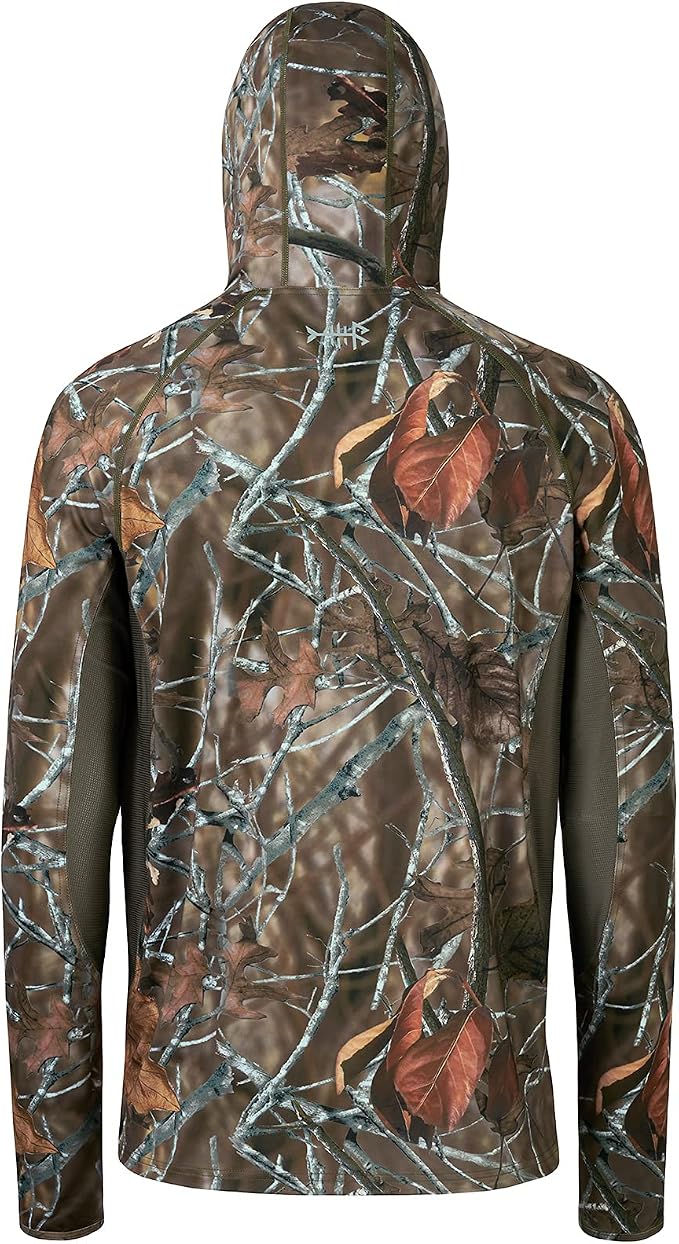 BASSDASH Men's UPF 50+ Camo Long Sleeve Hunting Fishing Hoodie Shirt
