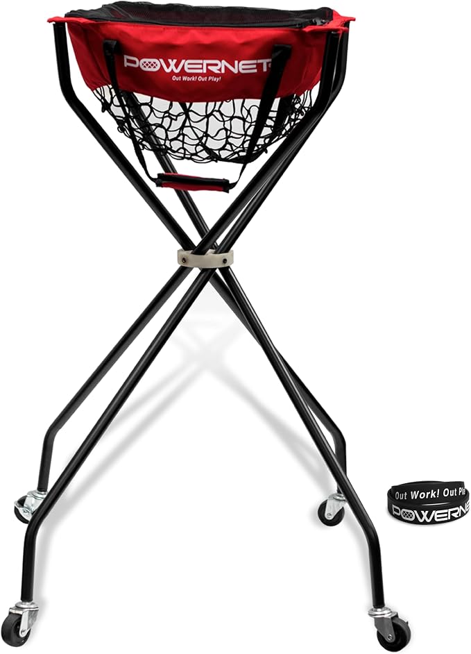 PowerNet Baseball Softball Portable Ball Caddy, Holds Bucket of Baseballs, Softballs, Tennis Balls, Use During Batting Practice Training and Drills