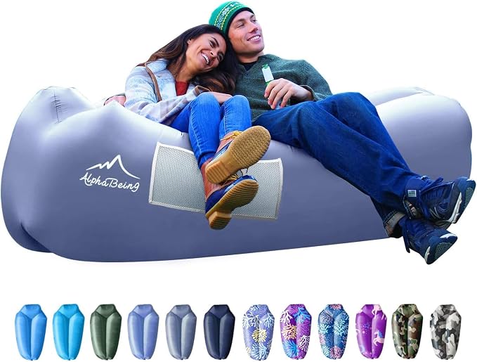 AlphaBeing Inflatable Lounger Beach Chair Accessories, Air Sofa Hammock Inflatable Couch for Camping Backyard Lakeside with Compression Sacks, Ideal Outdoor Gifts for Adults