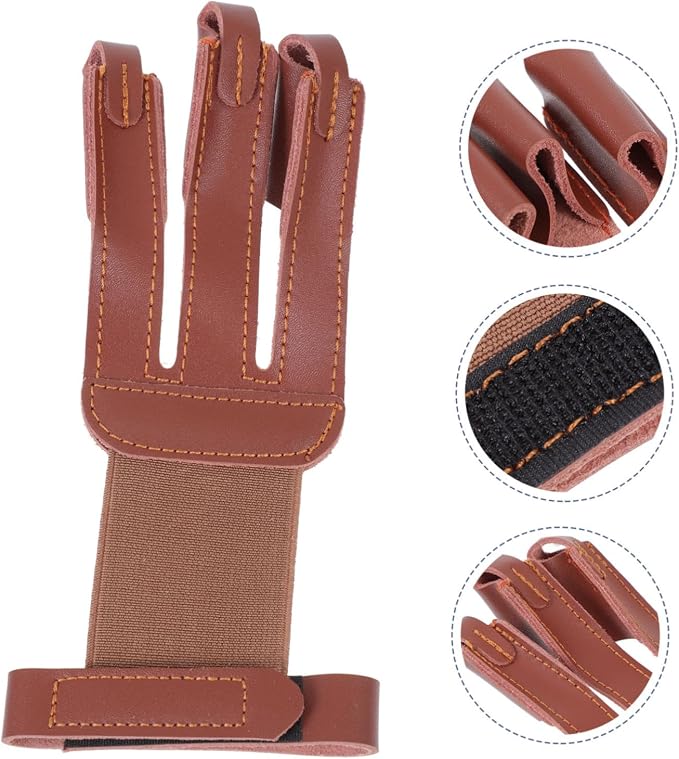 Toddmomy Finger Guard Archery Glove Recurve Bow Finger Protector Brown Gloves Thumb Protector Archery Finger