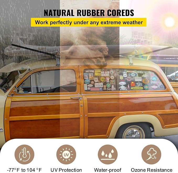 VEVOR Rubber Bungee Cords, 50 Pack 21" Long, Weatherproof Natural Rubber Tie Down Straps with Crimped S Hooks, Heavy Duty Outdoor Tarp Straps for Securing Flatbed Trailers, Canvases, Cargo, and More