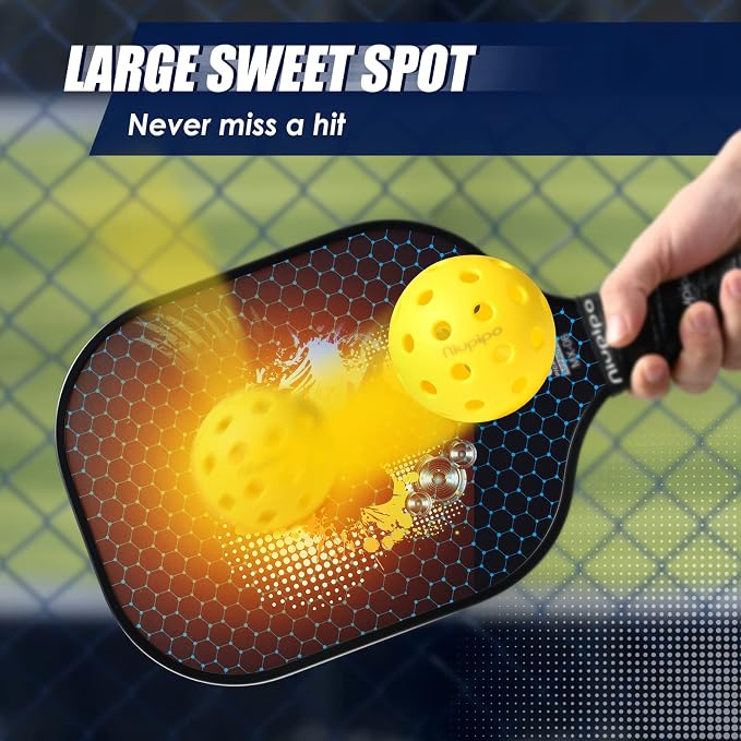 niupipo Pickleball Paddles Set of 2/4/1, USAPA Approved Carbon Fiber & Fiberglass Hybrid, Easy Power, Polypropylene Honeycomb Core, Cushioned 4.72" Grip, Bag/Cover, Pickleball Paddle Set for Men Women