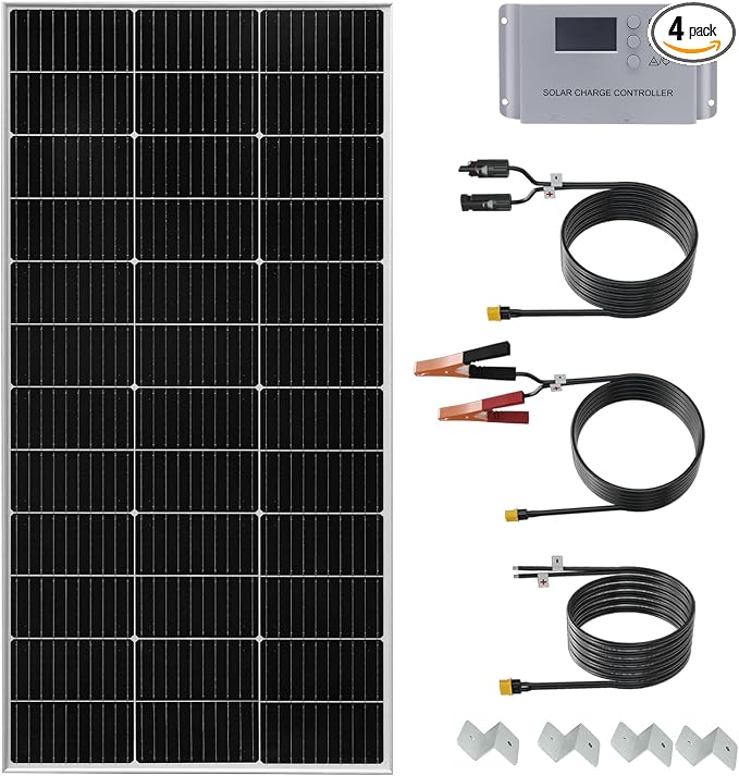 120 Watt 12Volt Solar Panel Starter Kit Monocrystalline Module 10A Charge Controller for RV, Boats, Trailer, Camper,Cabin Off-Grid System(120W Solar kit)