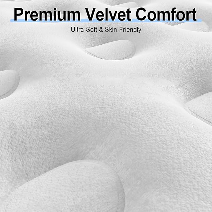 Queen Air Mattress with Built-in Rechargeable Pump, 18" Raised Inflatable Bed for Camping & Guest, 3-Min Fast Inflation, Velvet Top, Thickened Durable Waterproof Fabric(Blue)