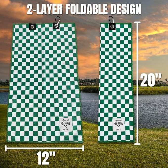 Against The Grain Golf Club Cleaning Kit - Includes Water Golf Club Brush & Microfiber Golf Towel (12"x20") Perfect Golf Bag Accessories for Men & Women Golf Gifts for Men
