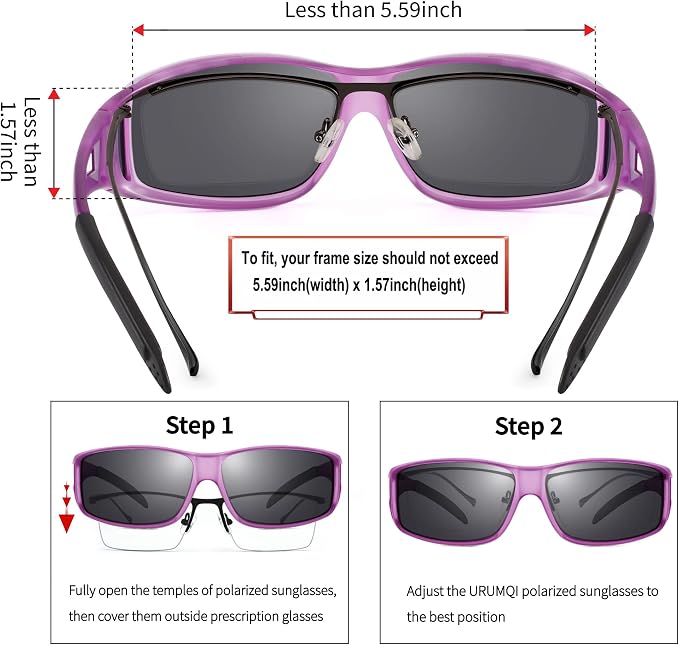 URUMQI Polarized Sunglasses Fit Over Glasses for Men Women, Wraparound Sun Glasses UV400 Protection for Driving Fishing