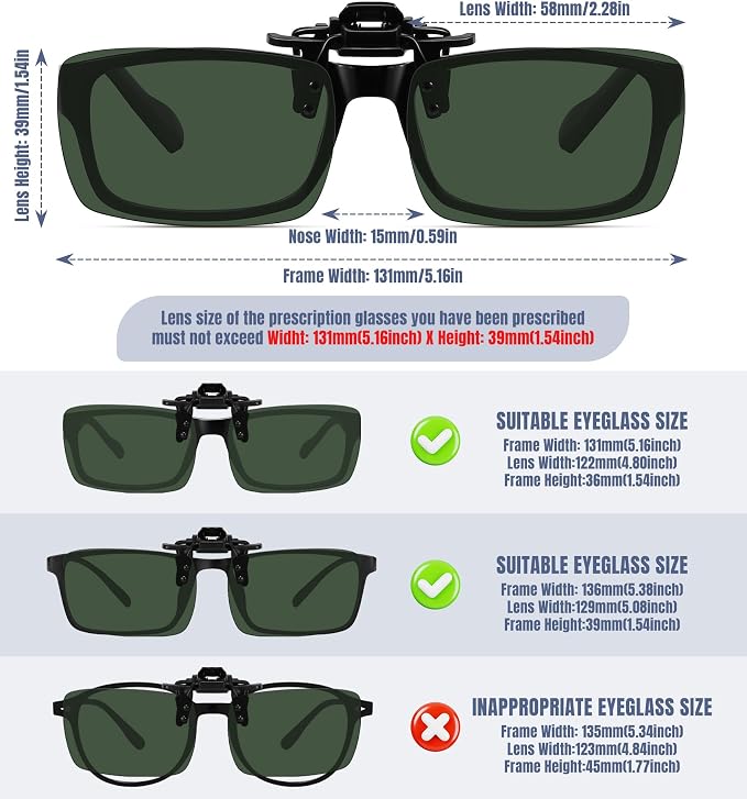 STORYCOAST Clip On Sunglasses for Men Women Polarized Fit Over Prescription Glasses Sports Fishing Driving