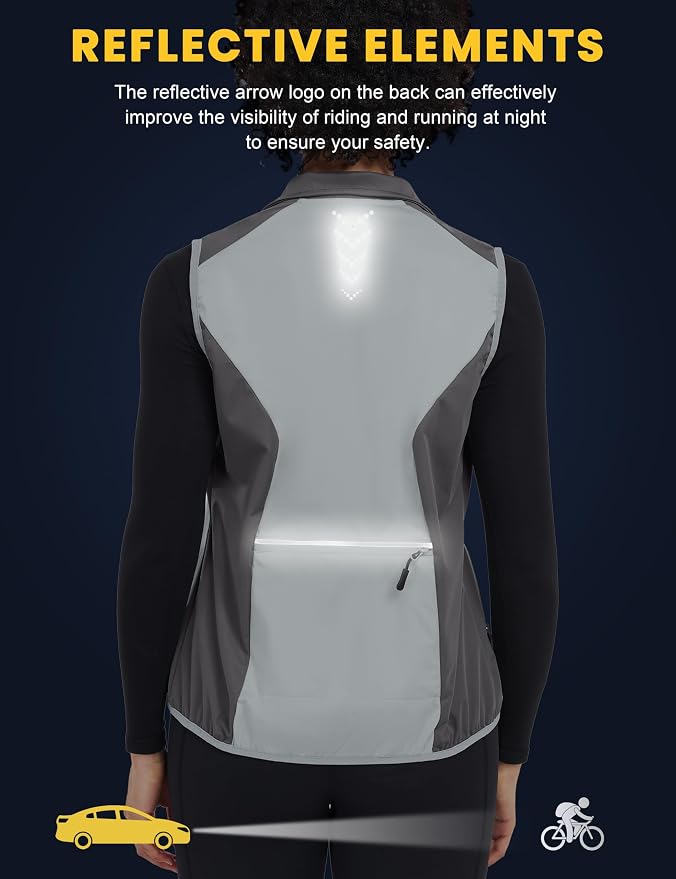 Little Donkey Andy Windproof Sleeveless Vest Jacket for Women, Water-Repellent Stretch Sports Vest for Cycling, Running