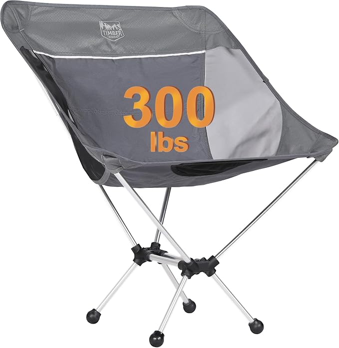Timber Ridge Lightweight Highback Compact Folding Chair - Portable Comfort for Day Hikes, Beach Trips, & Camping, 300 lbs Support