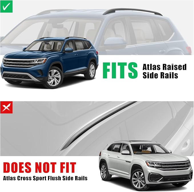 300LBS Lockable Roof Rack Cross Bars Compatible with 2017-2026 VW Atlas, Heavy Duty Aluminum Crossbars CrossBars for Cargo Luggage Kayak Bicycles Canoe