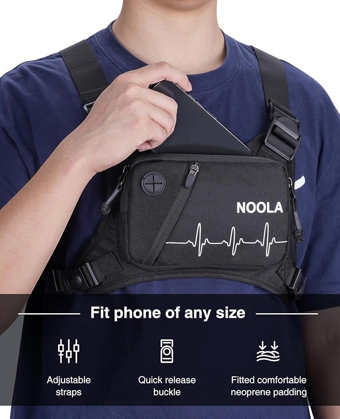 NOOLA Running Chest Pack, Running Vest for Men with Reflective Back, Sport Chest Bag for Runners, Cycling, Biking, EDC Pouch