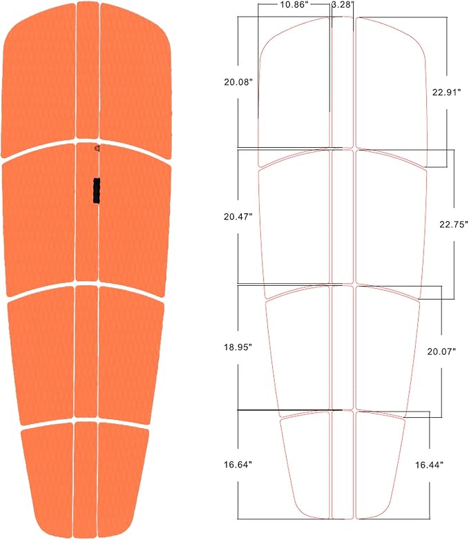 Abahub 12 Piece Surf SUP Deck Traction Pad Premium EVA with Tail Kicker for Paddleboard Longboard Surfboard Black/Blue/Gray/Navy Blue/Orange/White