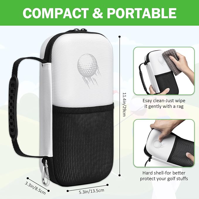 Golf Glove Holder Case with Glove Shaper - Protective Hard Shell Golf Accessories Case Bag with 2 Dividers Fits Balls, Tees, Markers - Ideal Gift