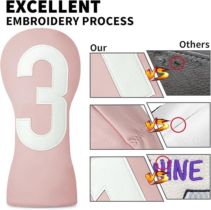 Premium Golf Head Covers - Golf Driver Head Covers, Protects Against Scratches and Damage, Specifically Designed for Fairway Woods.