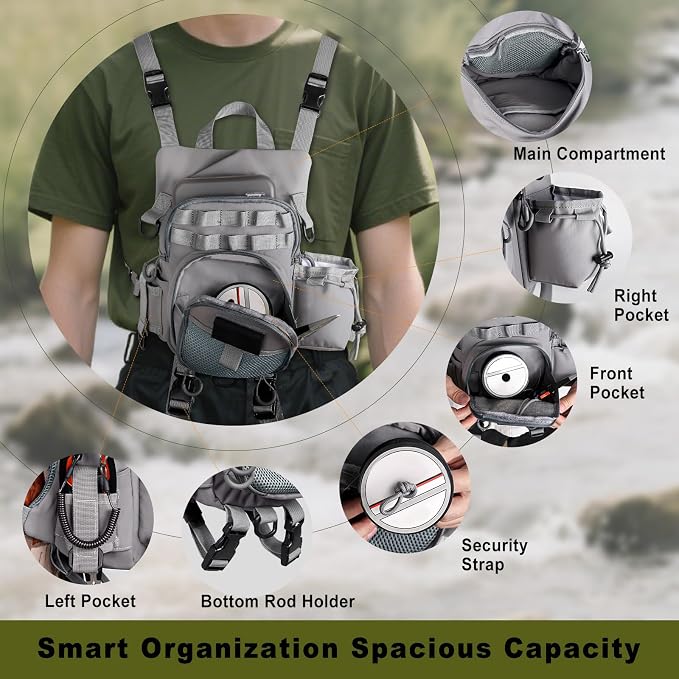 Ultimate Lightweight Fly Fishing Chest Pack - Water-Resistant Specialized Gear Storage with Quick-Access Design for Streamside Adventures