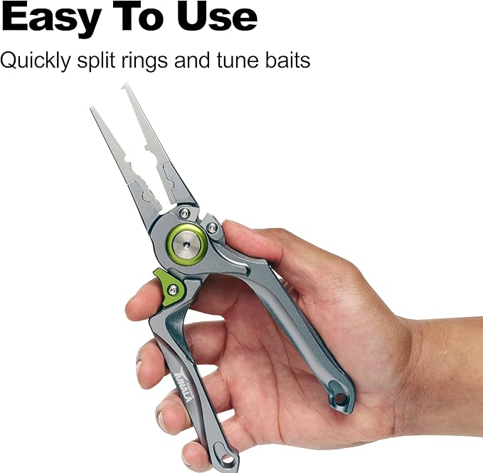8 Inch Fishing Pliers, Cut Braided and Fluorocarbon Lines, Hook Remover, Lockable, Split Ring, Multi Tool, Ocean Fishing, Fly Fishing, Ice Fishing, Hard Rubberized Sheath, Gift for Fisherman
