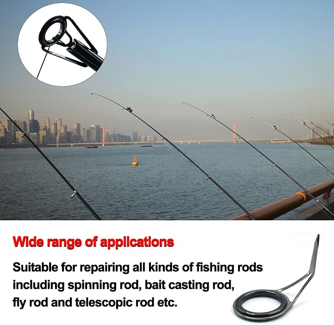 FishTrip Rod Repair Kit 40&85pcs Fishing Rod Tip Guide Repair kit Single Leg Ceramic Ring Fishing Pole Eyelets Replacement Kit