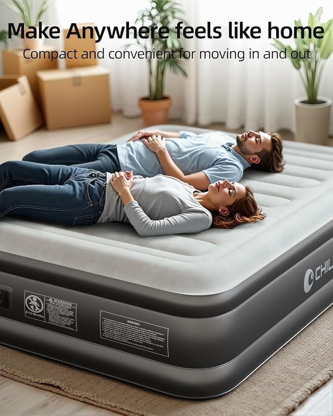 CHILLSUN 2026 Upgraded Twin Air Mattress with Built in Pump, 3 Mins Quick Self-Inflation Inflatable Airbed Puncture-Resistant, Leak-Proof Blow Up Mattress for Home Portable Camping Travel