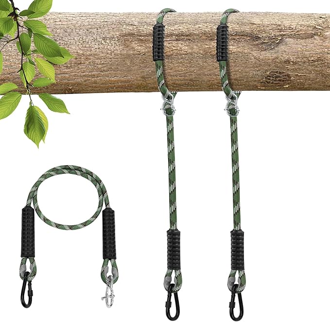 Heavy Duty Tree Swing Ropes Hammock, Adjustable Extendable Hanging Straps, Carabiners 1000lbs for All Swings Hammock Playground Set Accessories 7.25ft(87") of 2, Green