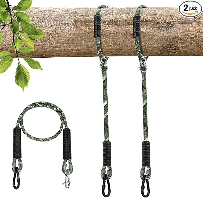 Heavy Duty Tree Swing Ropes Hammock, Adjustable Extendable Hanging Straps, Carabiners for All Swings Hammock Playground Set Accessories 5.6ft(67") of 2, Green