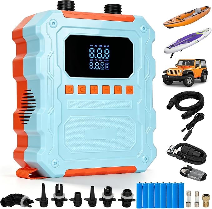 Electric Paddle Board Pump, 60PSI Rechargeable 20800mAh SUP Pump, Dual Stage Fast Inflation & Deflation with LED Light, Auto-Off Electric Pump for SUP, Surfing Kite, Tent and Inflatable Boat