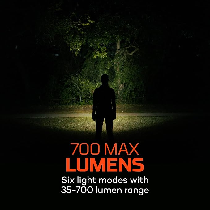 NEBO MYCRO 700 Headlamp | 700 Lumen, 6 Light Modes, White Red & Green Light, USB-C Rechargeable, IPX4 Water Resistant, Adjustable Strap, Cap Light Convertible, Ideal for Camping & Hiking