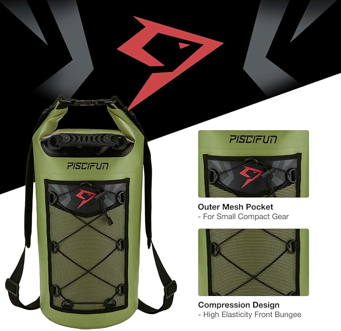 Bundle- Piscifun Fishing Line Winder Spooler and Piscifun Waterproof Dry Bag 10L Green