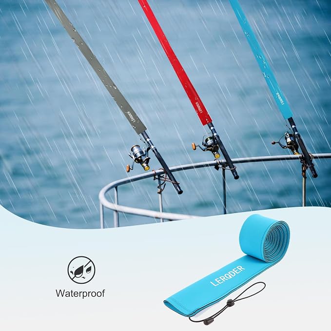 Neoprene Fishing Rod Sleeves,Fishing Rod Socks for Protect Rod | UV Resistance,Puncture Resistant, Protect Casting, Spinning, Trolling Fishing Rods,Fishing Pole Sleeve for Transport, Storage
